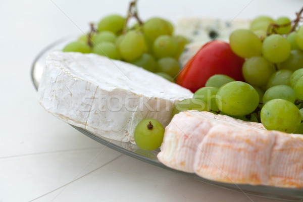 Cheese with white grapes and tomato Stock photo © wjarek