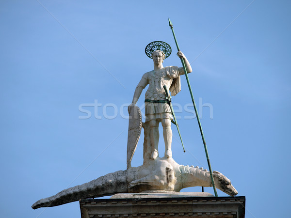 Venice. Piazetta - sculpture of St. Theodore, Venice's first patron Stock photo © wjarek