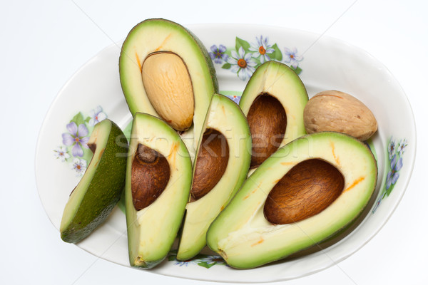 Fresh Avocado Halves On Plate Stock photo © wjarek