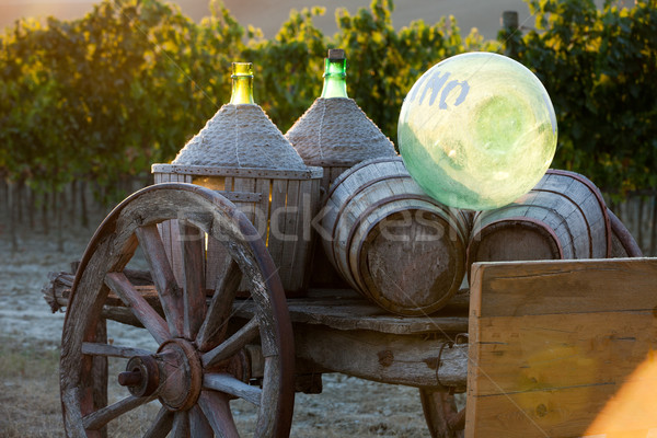 Stock photo: A cart loaded with wine bottles