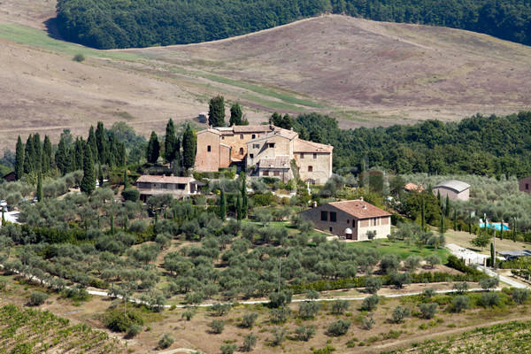 Wzgórza około Toskania domu budynku architektury Zdjęcia stock © wjarek