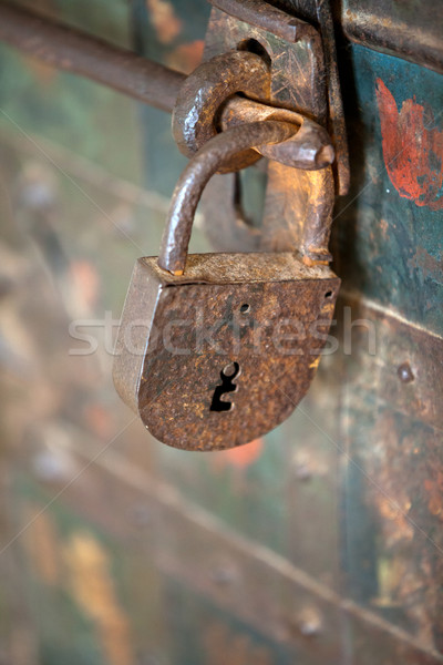 Closeup of old rusty padlock Stock photo © wjarek