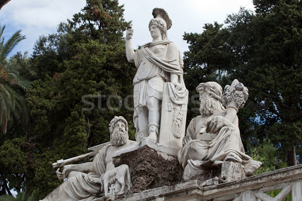 Rome - sculpture and fountain of Piazza del Popolo Stock photo © wjarek