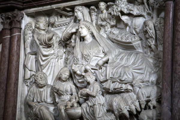 Pulpit by Nicola Pisano in the baptistery of Pisa Stock photo © wjarek