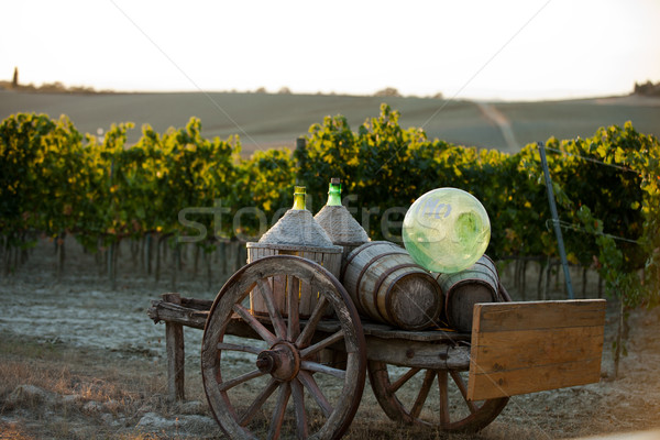 Stock photo: A cart loaded with wine bottles