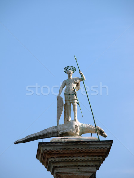Venice. Piazetta - sculpture of St. Theodore, Venice's first patron Stock photo © wjarek