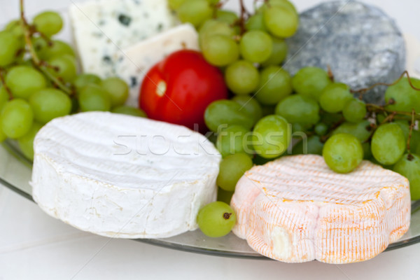 Cheese with white grapes and tomato Stock photo © wjarek