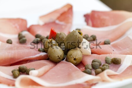Prosciutto olive ristorante carne colazione sandwich Foto d'archivio © wjarek