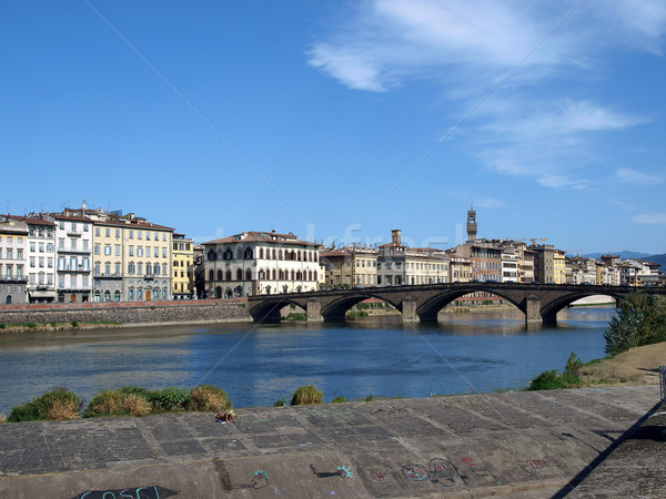 Florence - Buildings along Arno seen from Oltrarno Stock photo © wjarek