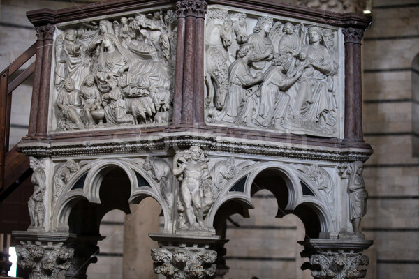 Pulpit by Nicola Pisano in the baptistery of Pisa Stock photo © wjarek