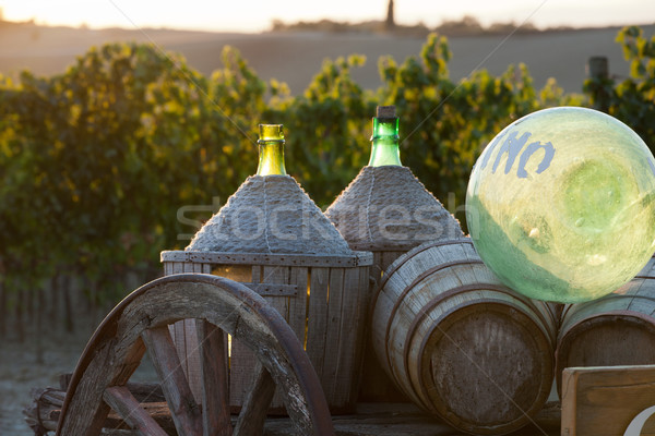 Stock photo: A cart loaded with wine bottles
