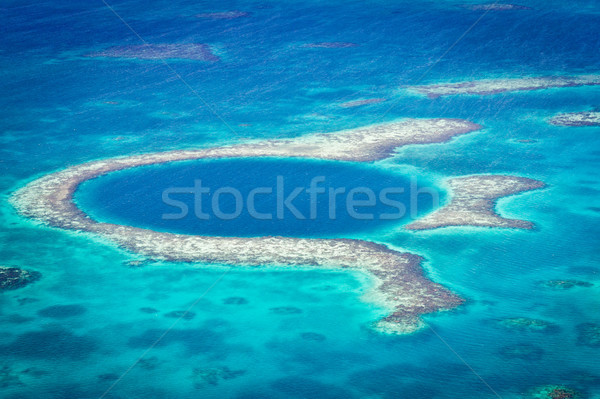 Groß blau Loch Luftbild Küste Belize Stock foto © wollertz