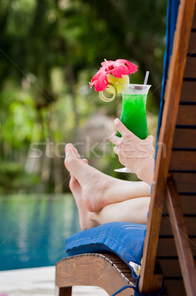 Tropicales cóctel frescos jugo servido piscina Foto stock © wollertz