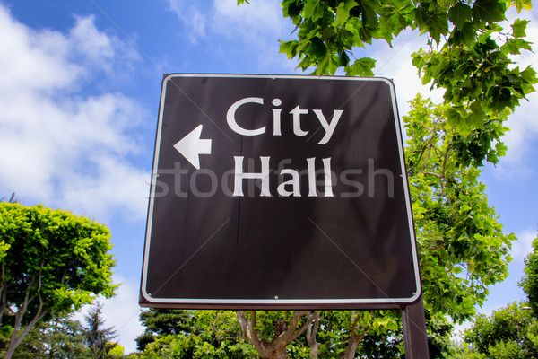 Arrowed City Hall Sign Stock photo © wolterk