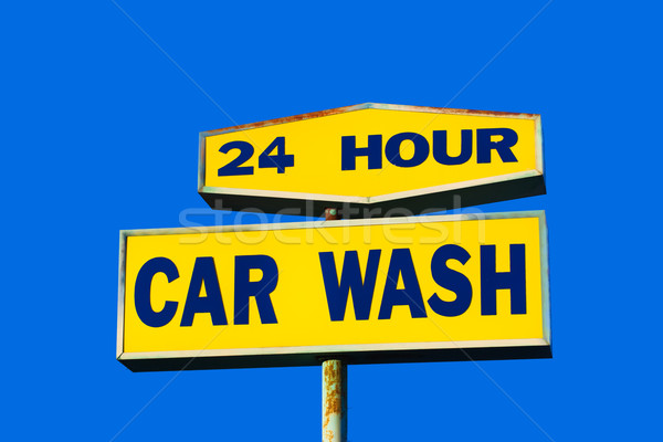 Car wash segno 24 ora cielo blu Foto d'archivio © wolterk