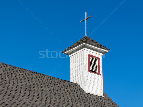 Old White Rural Church Steeple and Belfry Stock photo © wolterk