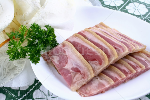 Chinezească alimente usturoi alb carne placă broccoli Imagine de stoc © wxin