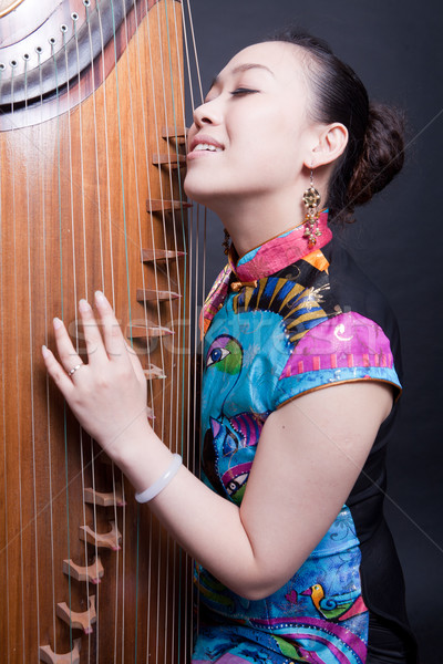 young women and Chinese zither Stock photo © wxin