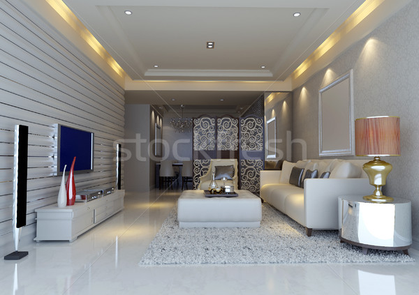 Stock foto: 3d · render · modernen · Innenraum · Wohnzimmer · Design · Haus