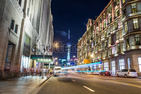 night scenery of the city, the light trails of city traffic Stock photo © wxin