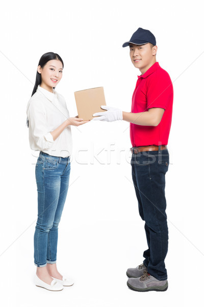 woman receipt of package delivery Stock photo © wxin
