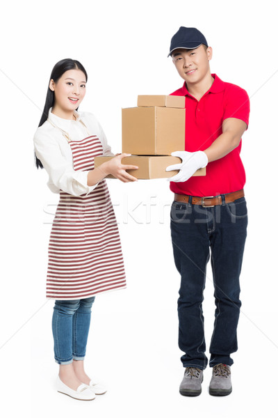 woman receipt of package delivery Stock photo © wxin