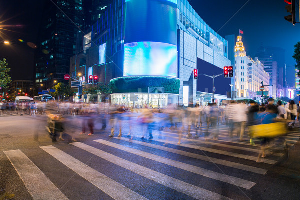 night scenery of the city, crossing at night, burred crowd Stock photo © wxin