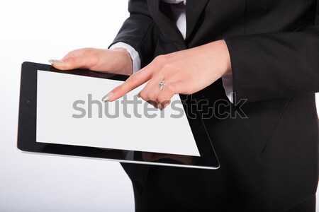 Business woman odizolowany biały cyfrowe tabletka biuro Zdjęcia stock © wxin