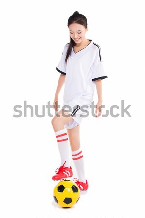Stock photo: woman with soccer ball