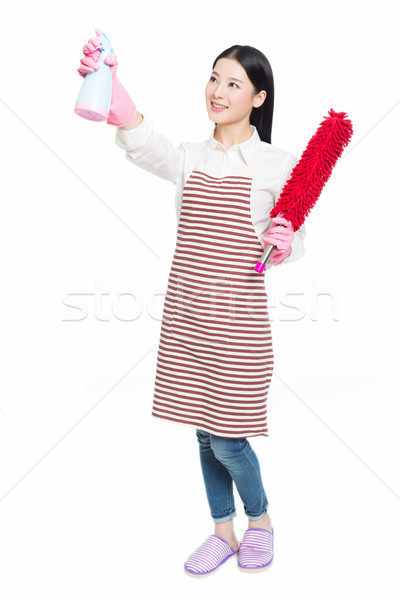 Feminino limpador quadro bela mulher limpeza casa Foto stock © wxin