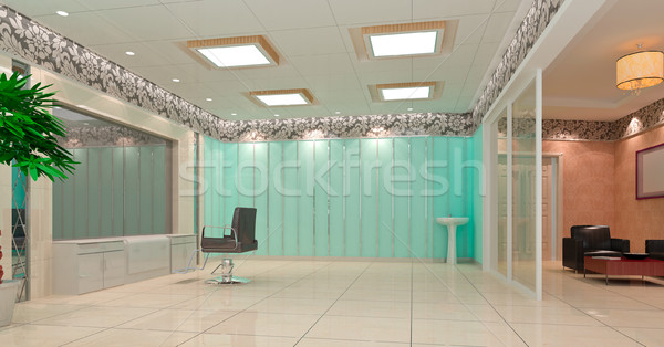 3D Friseursalon Barbier Laden Innenraum 3d render Stock foto © wxin
