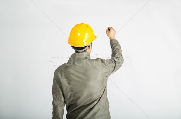 Stock fotó: építőmunkás · ír · jegyzetek · férfi · fehér · férfi