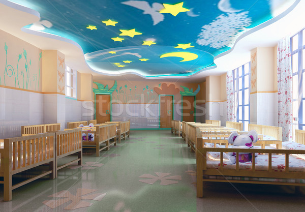 3D Kindergarten Schlafzimmer modernen 3d render Glas Stock foto © wxin