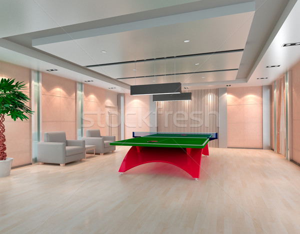 Ping pong tavola stanza rendering 3d 3D giocare Foto d'archivio © wxin