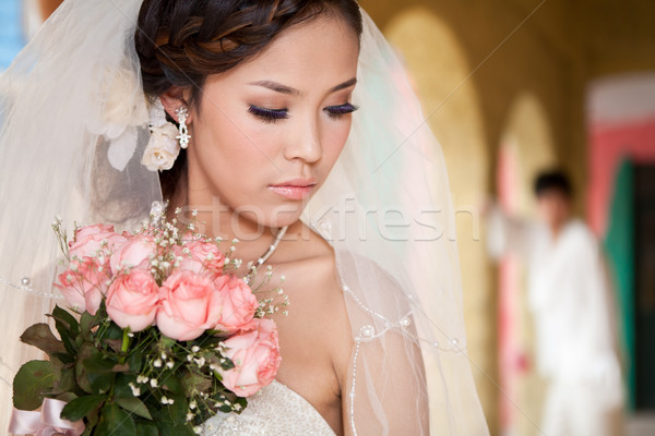 Stock fotó: Esküvő · képek · fiatal · házasság · fehér · ruha
