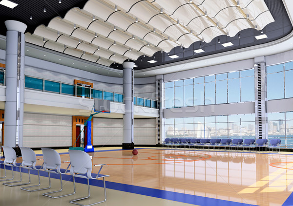 3D Turnhalle modernen Holz Basketball Stock foto © wxin