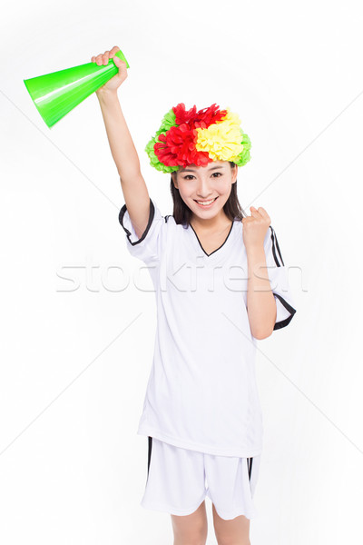 Asian fille cheerleader chinois posent mégaphone [[stock_photo]] © wxin