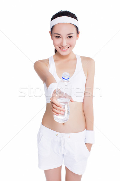 здорового азиатских женщину полотенце фляга красивой Сток-фото © wxin