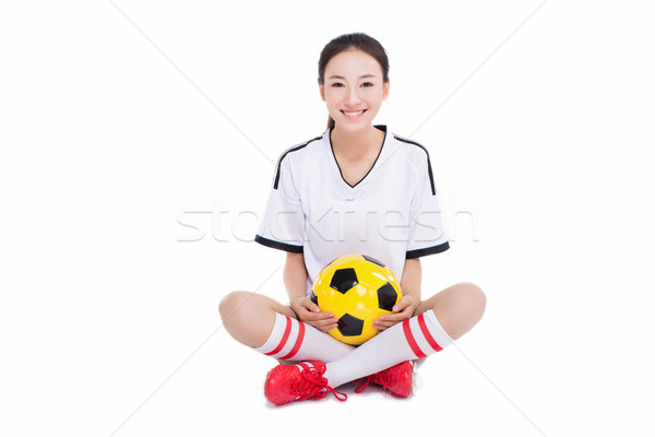 Stock photo: woman with soccer ball