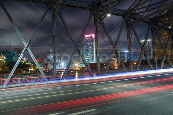 Foto d'archivio: Ponte · Shanghai · Cina · luce · città · traffico