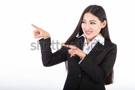 Mulher de negócios isolado branco pontos dedo algo Foto stock © wxin
