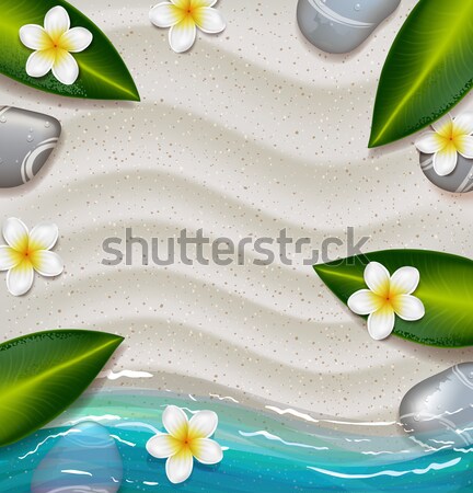Bleu sel de mer spa tropicales fleurs pierre Photo stock © wywenka