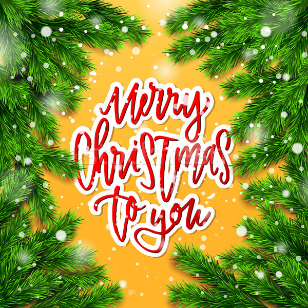 üdvözlőlap koszorú karácsony vektor kézzel rajzolt kalligráfia Stock fotó © wywenka