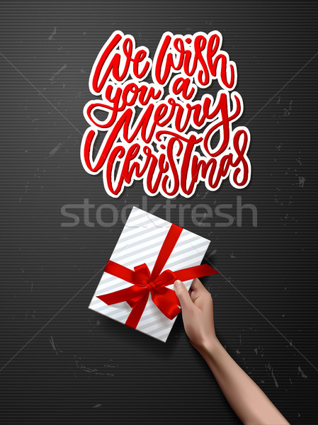 Hand drawn calligraphy. concept handwritten we wish you a merry christmas Stock photo © wywenka