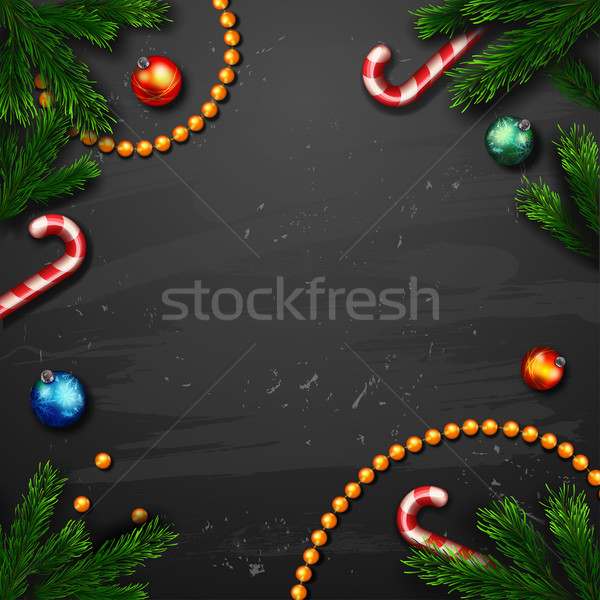 Díszített karácsony koszorú üdvözlőlap boldog új évet karácsony Stock fotó © wywenka