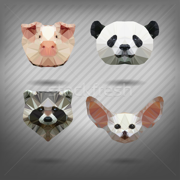 Set animale stil origami hârtie câine Imagine de stoc © wywenka