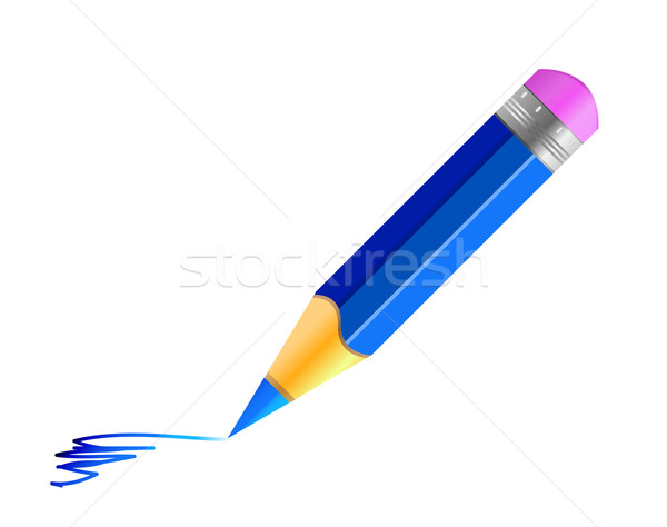 Vektor kék ceruza ikon elszigeteltség fehér Stock fotó © X-etra