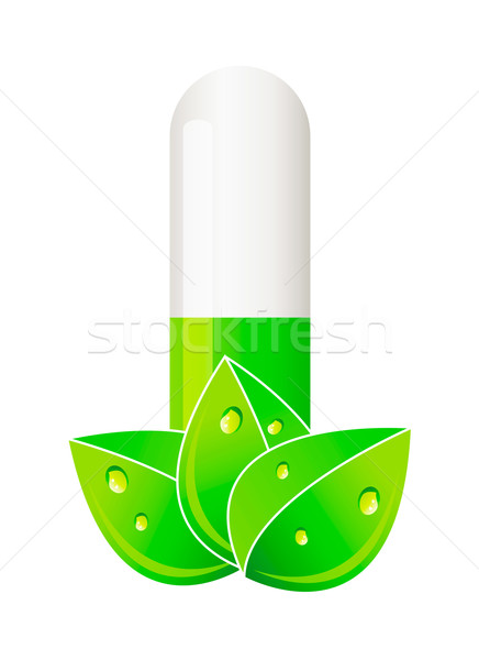Alternatív gyógyszer 3D zöld tabletta izolált Stock fotó © X-etra