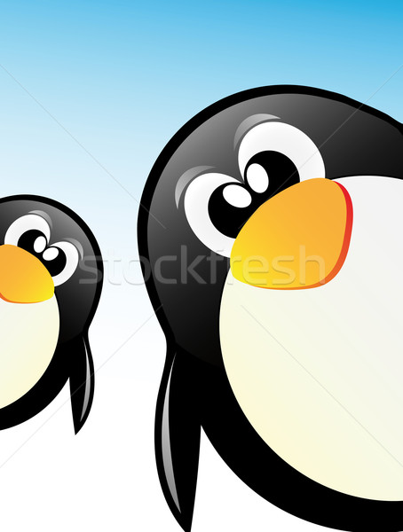 Pingwin nice ilustracja śniegu piękna sztuki Zdjęcia stock © X-etra