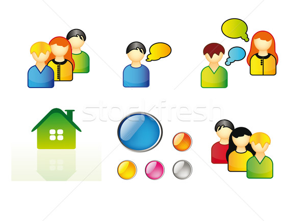 ícones teia conjunto jovens casa ícone Foto stock © X-etra